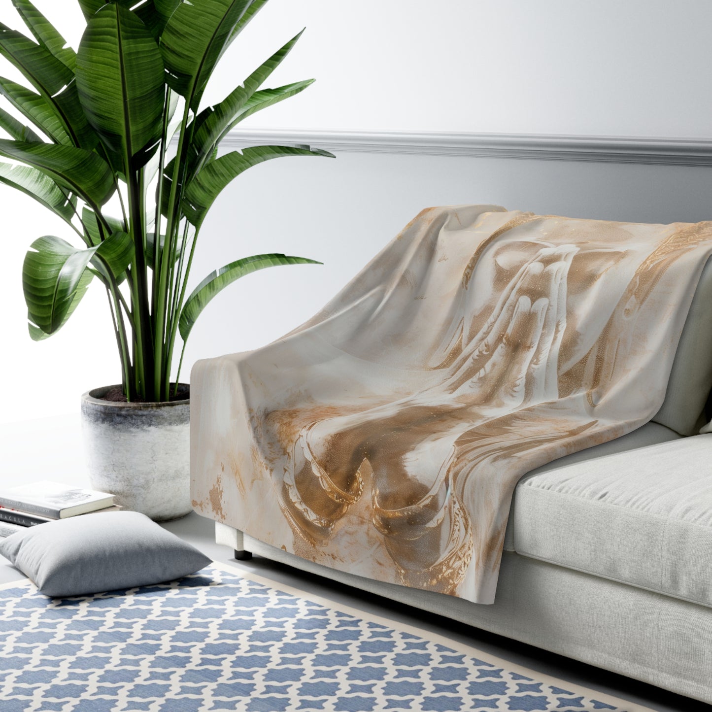 Buddha Kuscheldecke – Ruhe & Achtsamkeit in edlen Goldtönen