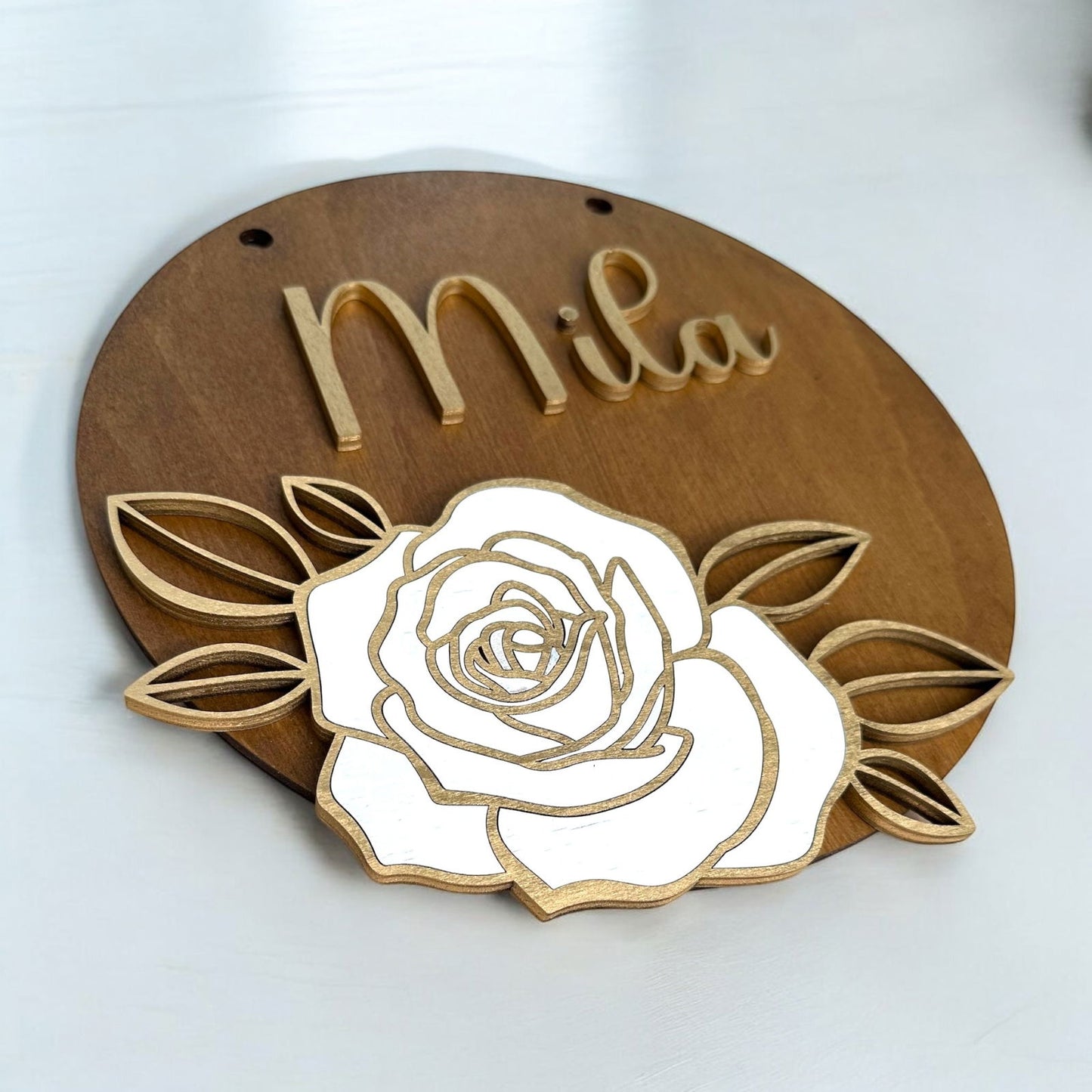 Exklusive Namensschilder | Blumenmotive & goldene Akzente | Elegante Personalisierung - heartbeat -