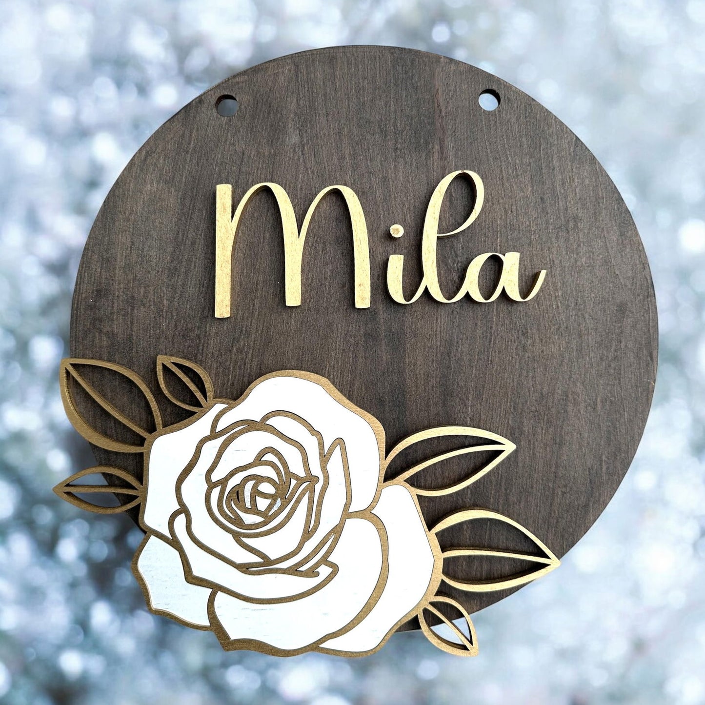 Exklusive Namensschilder | Blumenmotive & goldene Akzente | Elegante Personalisierung - heartbeat -