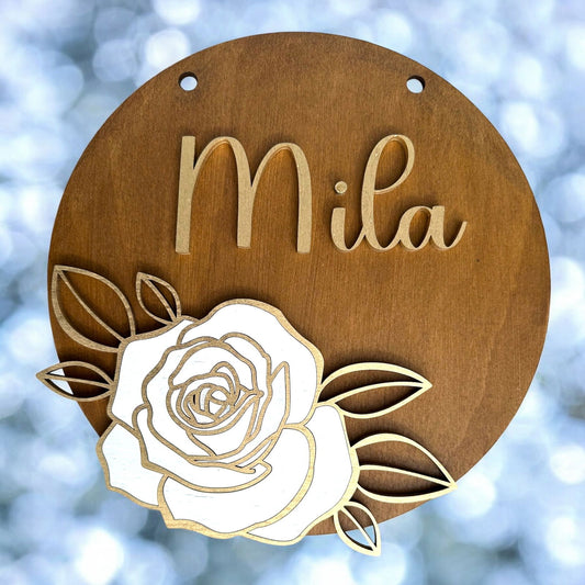 Exklusive Namensschilder | Blumenmotive & goldene Akzente | Elegante Personalisierung - heartbeat -