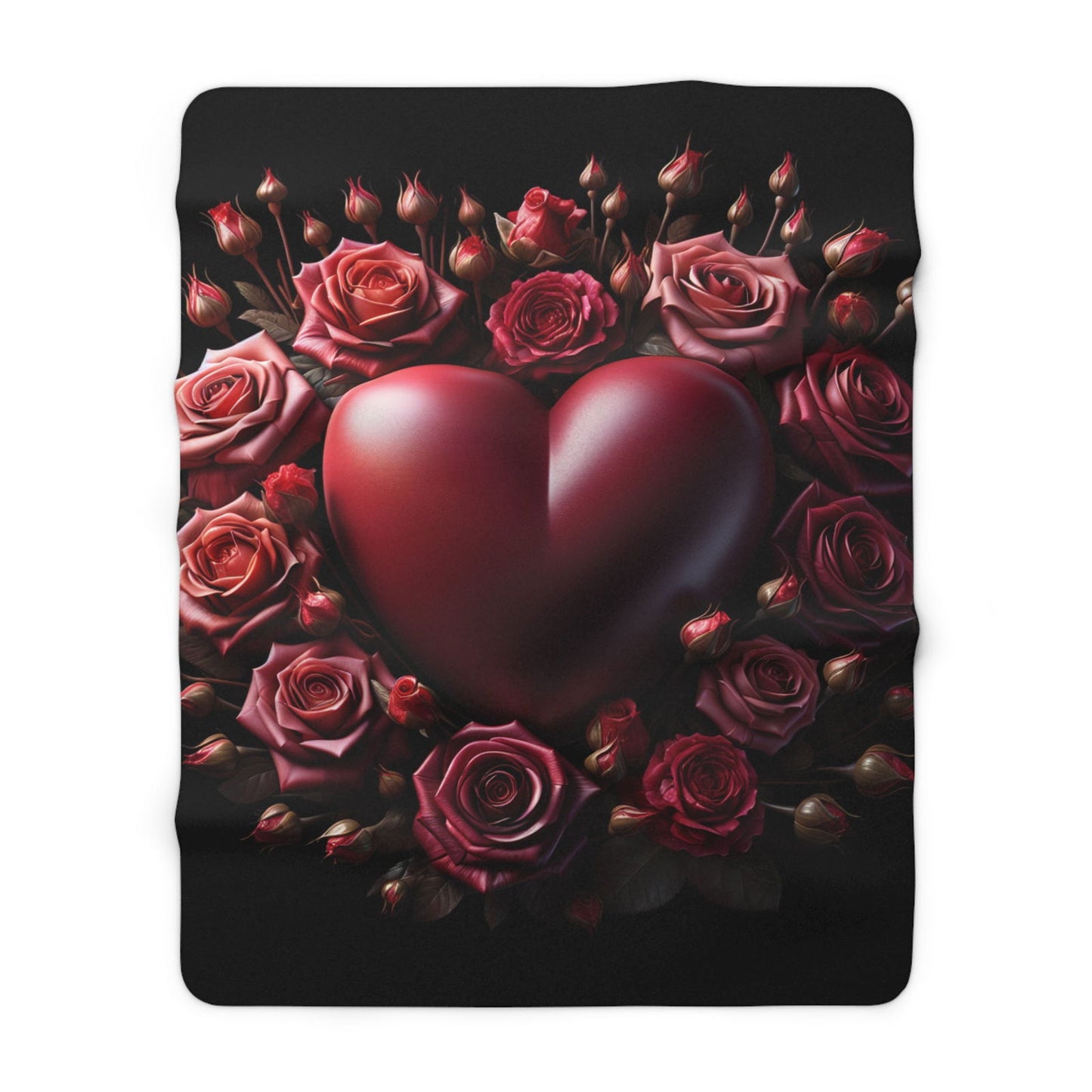Kuschelige Fleecedecke | Flauschig | Warm | Rosenherz - heartbeat -
