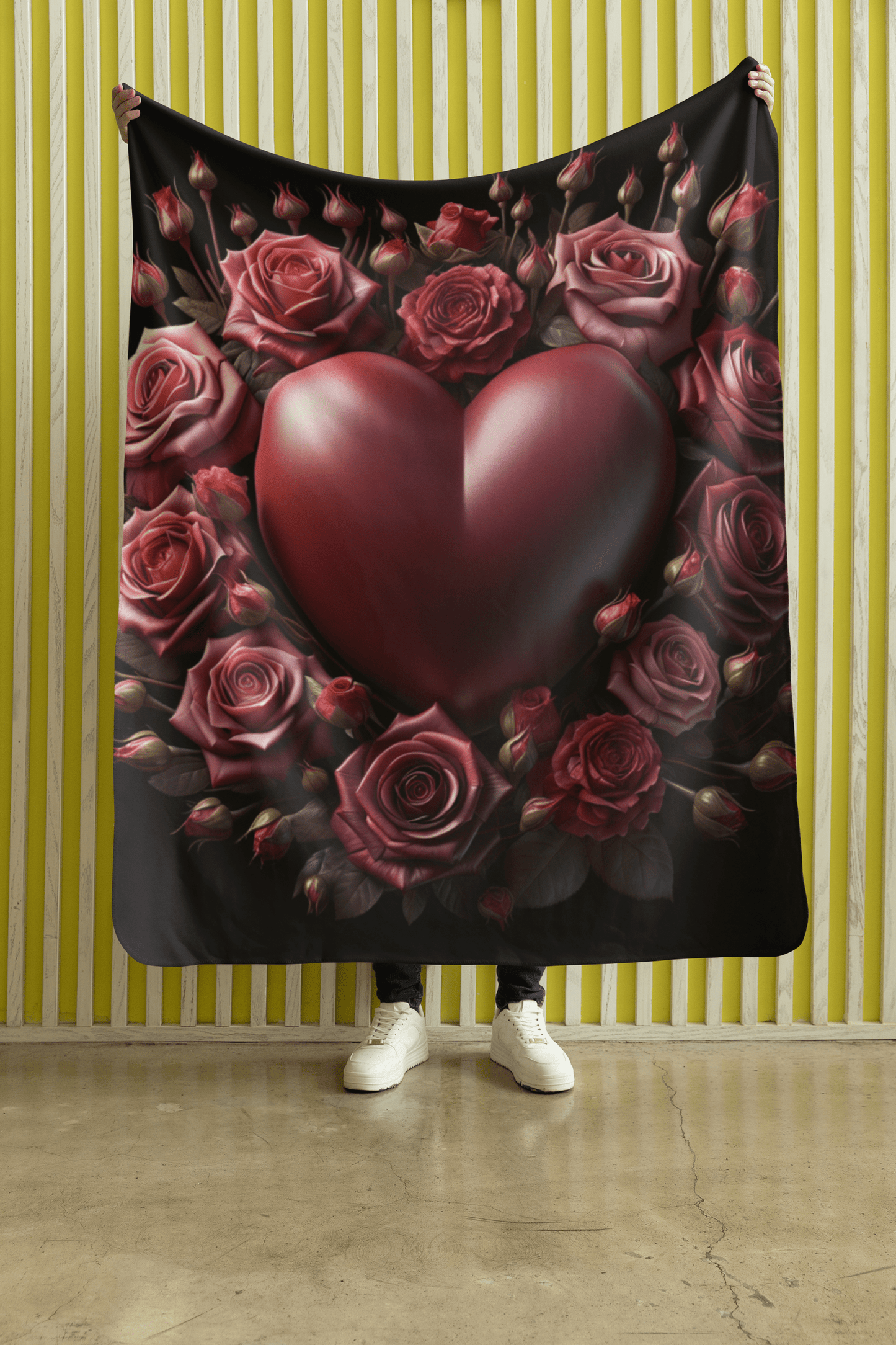 Kuschelige Fleecedecke | Flauschig | Warm | Rosenherz - heartbeat -