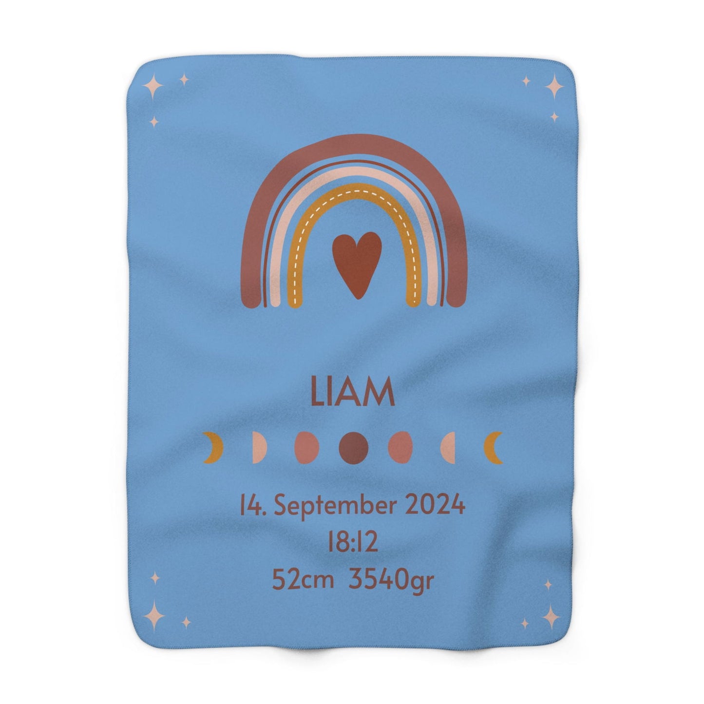 Kuschelige, personalisierbare Fleecedecke mit Geburtsdaten | Baby Geschenk | Geschenkidee zur Geburt - heartbeat -