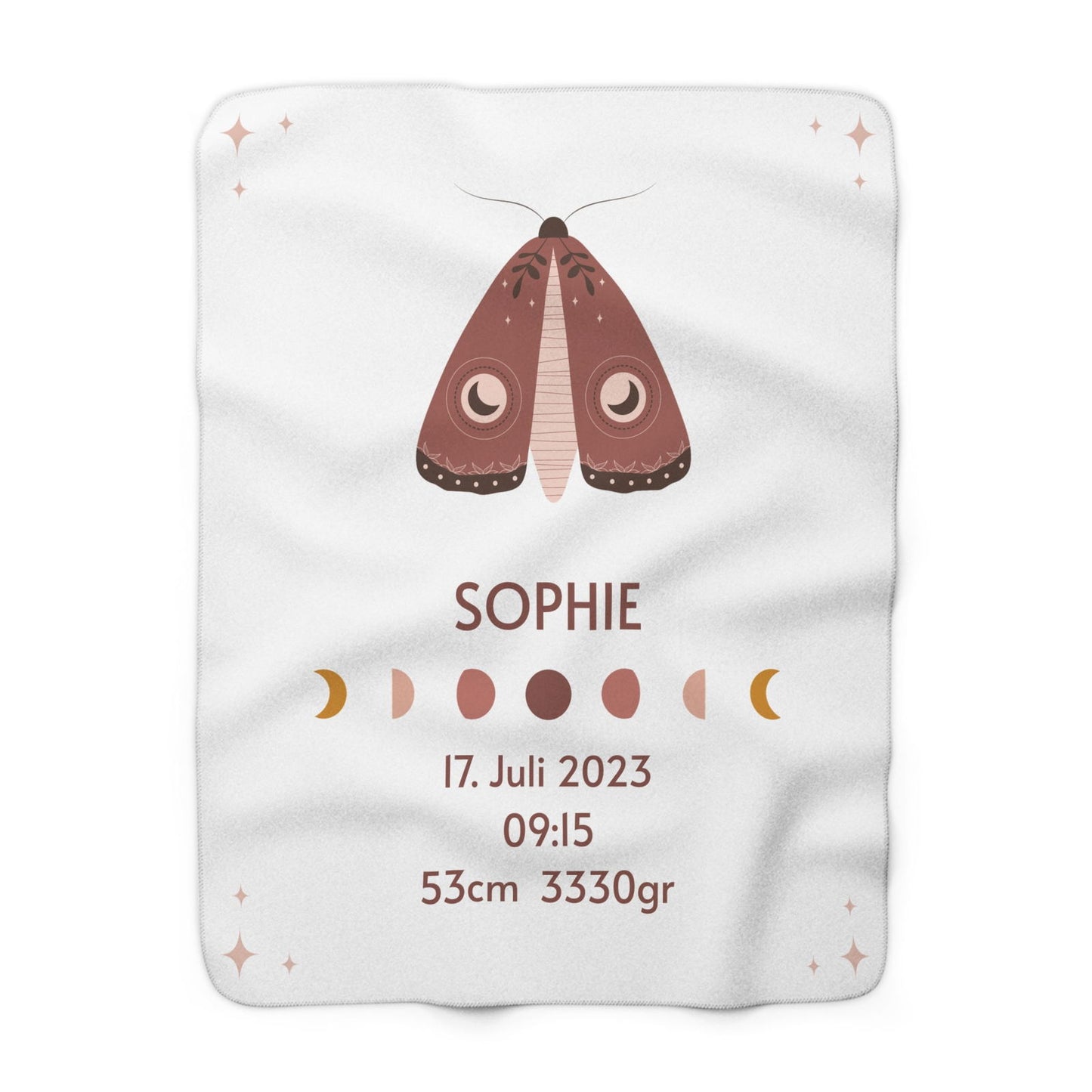 Kuschelige, personalisierbare Fleecedecke mit Geburtsdaten | Baby Geschenk | Geschenkidee zur Geburt - heartbeat -