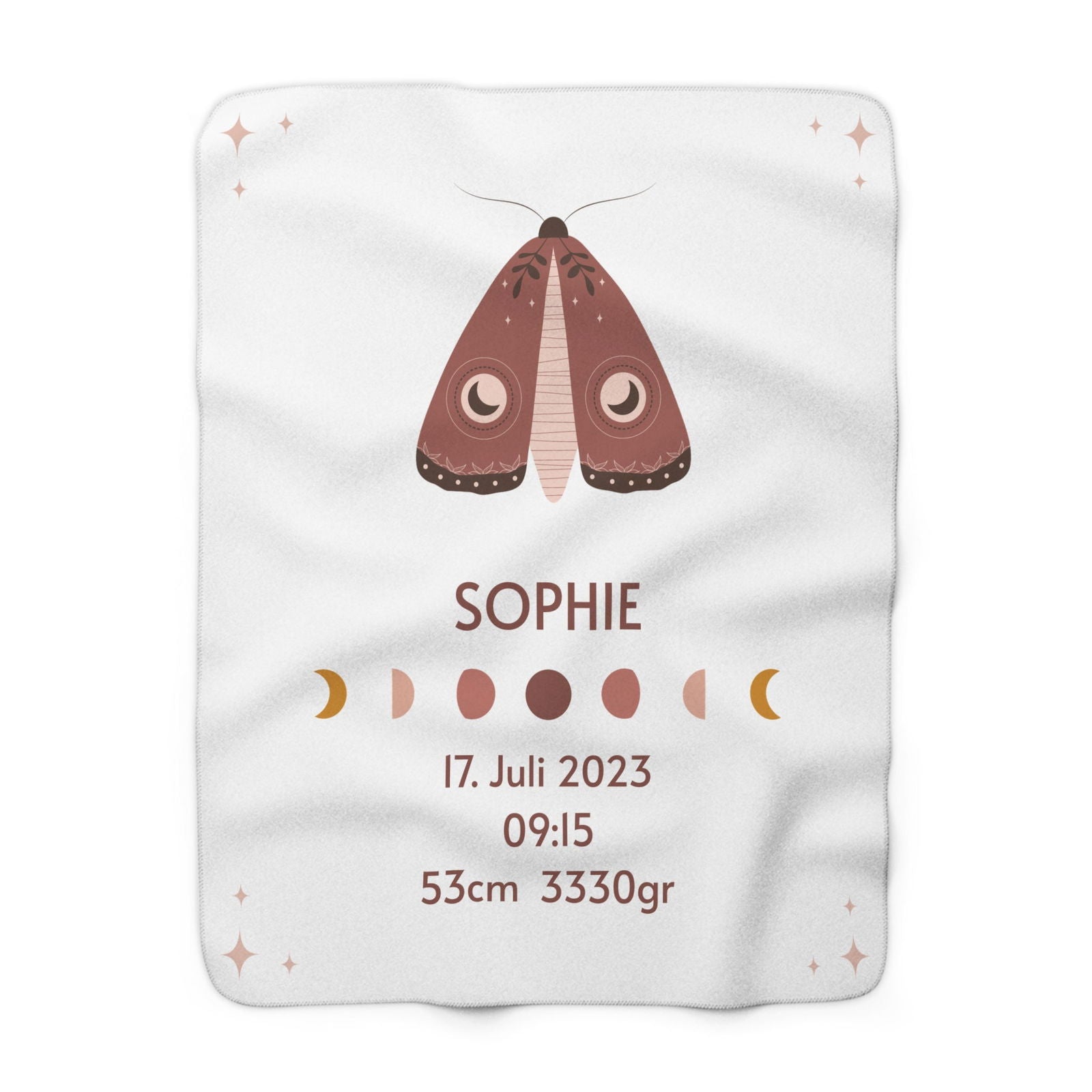 Kuschelige, personalisierbare Fleecedecke mit Geburtsdaten | Baby Geschenk | Geschenkidee zur Geburt - heartbeat -