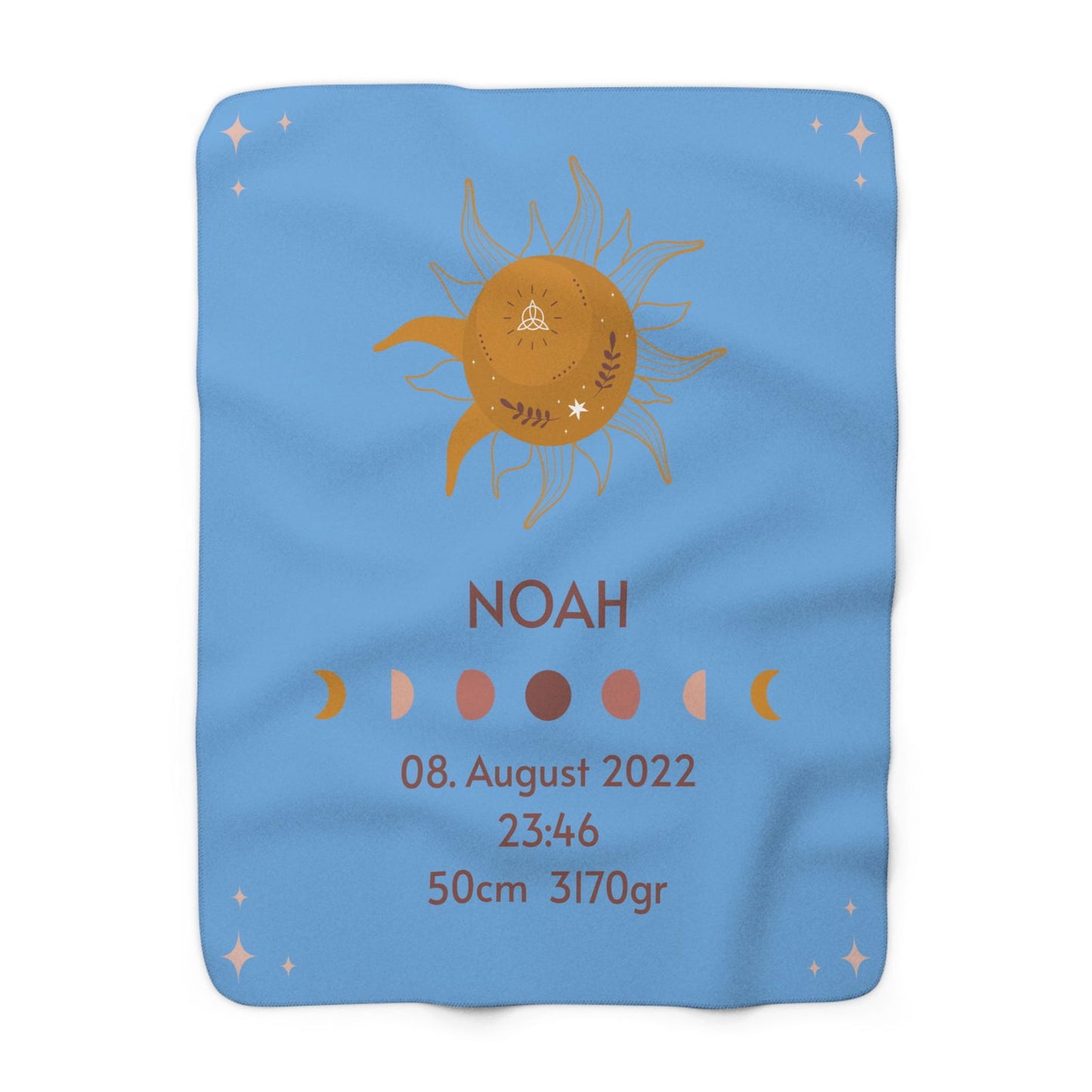 Kuschelige, personalisierbare Fleecedecke mit Geburtsdaten | Baby Geschenk | Geschenkidee zur Geburt - heartbeat -