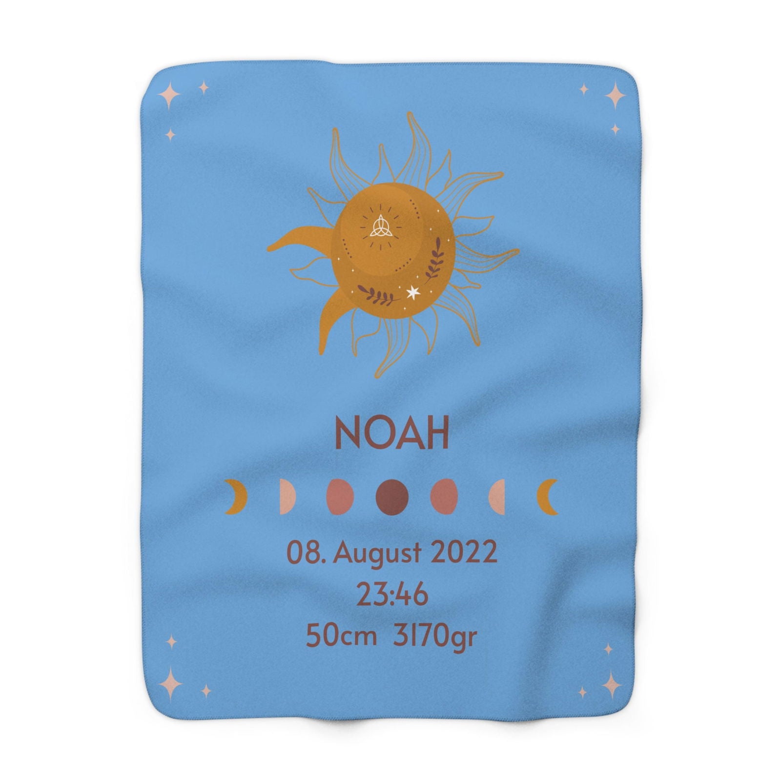Kuschelige, personalisierbare Fleecedecke mit Geburtsdaten | Baby Geschenk | Geschenkidee zur Geburt - heartbeat -