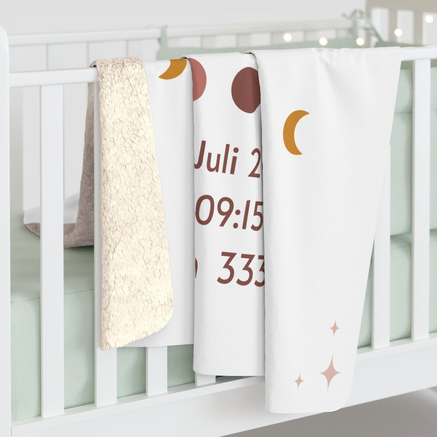 Kuschelige, personalisierbare Fleecedecke mit Geburtsdaten | Baby Geschenk | Geschenkidee zur Geburt - heartbeat -