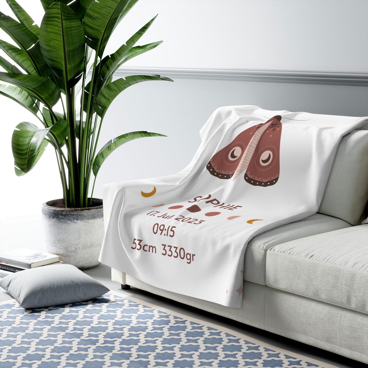 Kuschelige, personalisierbare Fleecedecke mit Geburtsdaten | Baby Geschenk | Geschenkidee zur Geburt - heartbeat -