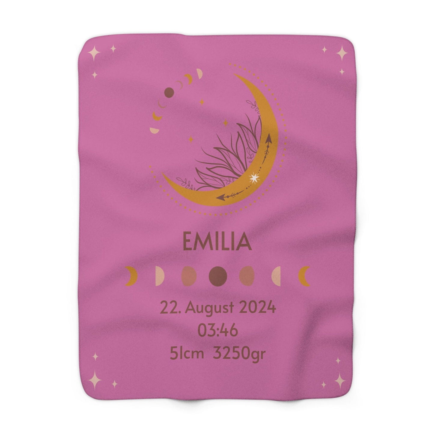 Kuschelige, personalisierbare Fleecedecke mit Geburtsdaten | Baby Geschenk | Geschenkidee zur Geburt - heartbeat -