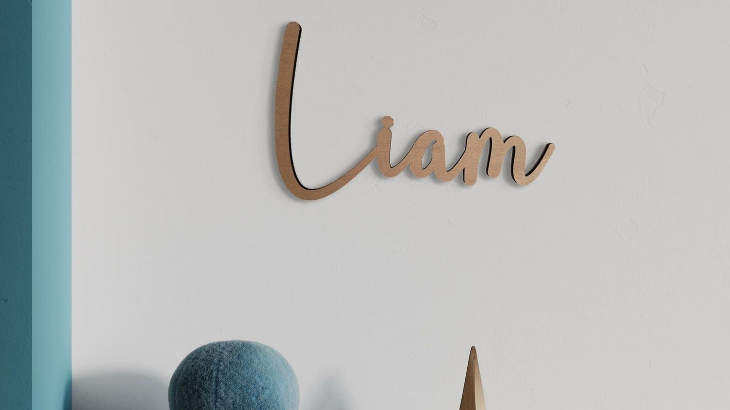 Schriftzug Namensschild aus Holz fürs Kinderzimmer oder die Tür - heartbeat -