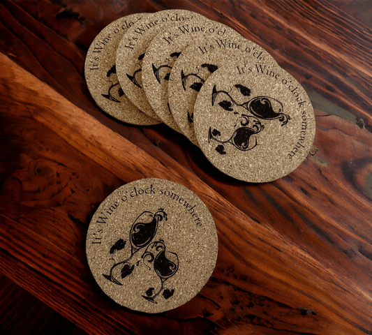 Untersetzer - Wine o'clock - heartbeat -