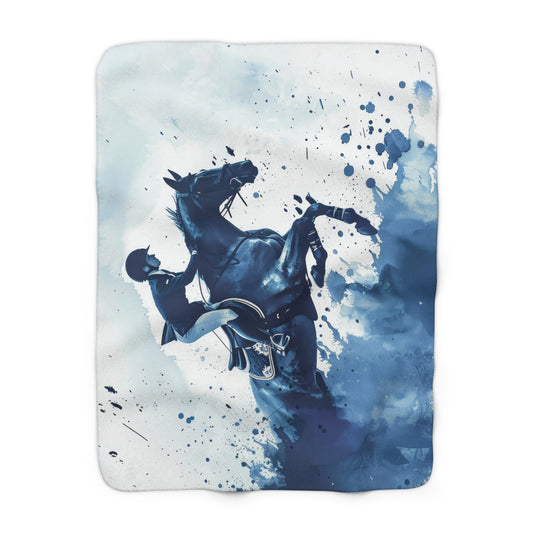 Kuscheldecke Springreiten Blau für Reiterinnen | Elegant & gemütlich