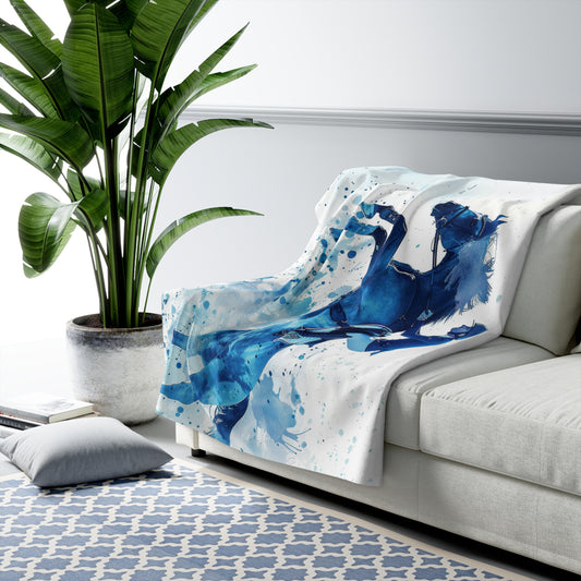 Kuscheldecke Springreiten Blau | Sportlich & elegant