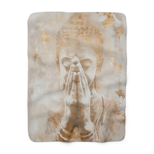 Buddha Kuscheldecke – Ruhe & Achtsamkeit in edlen Goldtönen