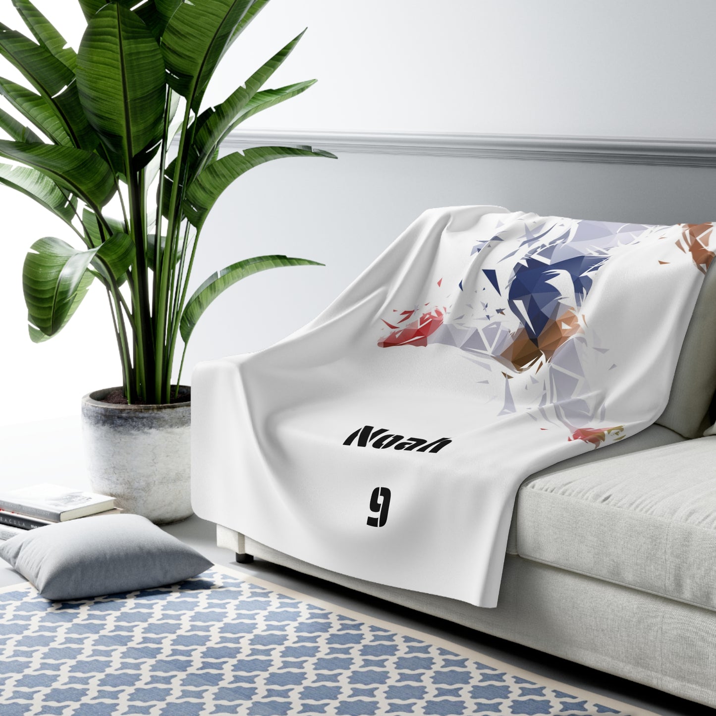 Kuscheldecke Fussball – personalisiert mit Name & Nummer