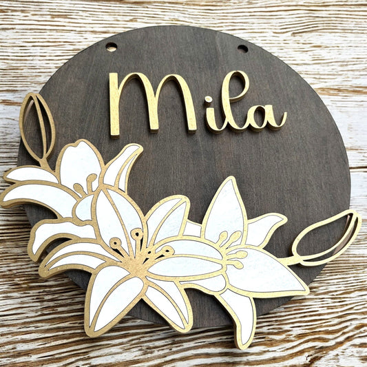 Exklusive Namensschilder | Blumenmotive & goldene Akzente | Elegante Personalisierung - heartbeat - Namensschild