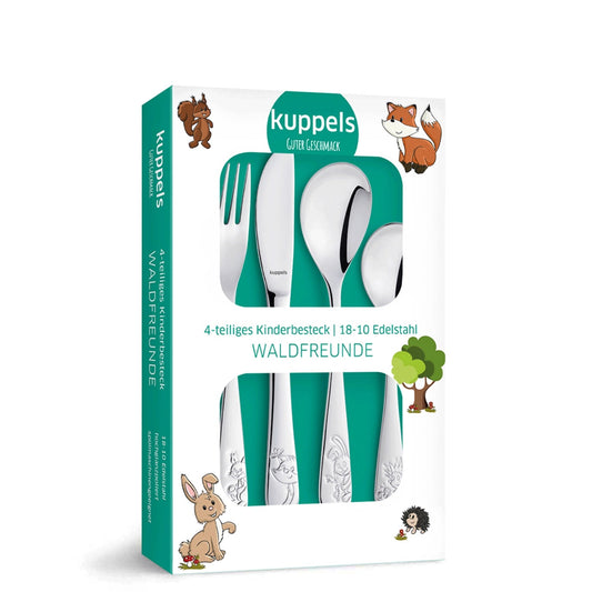 Kinderbesteck Waldtiere | Gravur | 4-teilig | Edelstahl - heartbeat - 