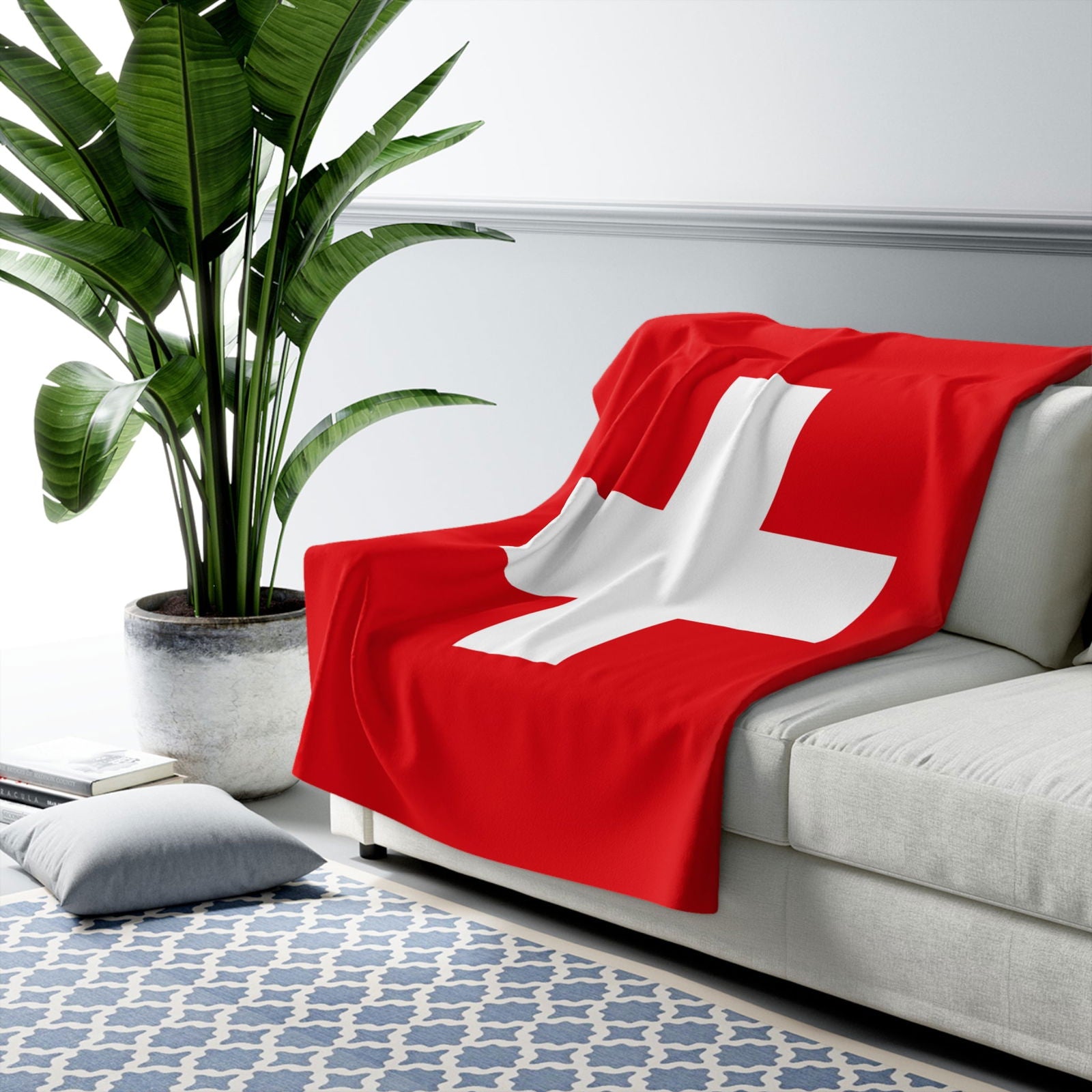 Kuscheldecke mit Schweizer Flaggen Design | Flauschig | Wärmend | Vielseitig - heartbeat - 