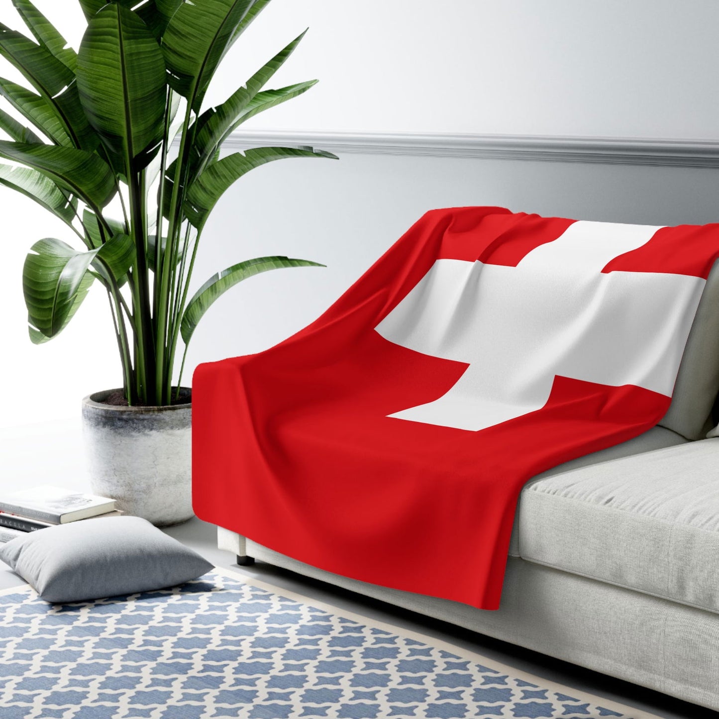 Kuscheldecke mit Schweizer Flaggen Design | Flauschig | Wärmend | Vielseitig - heartbeat - 
