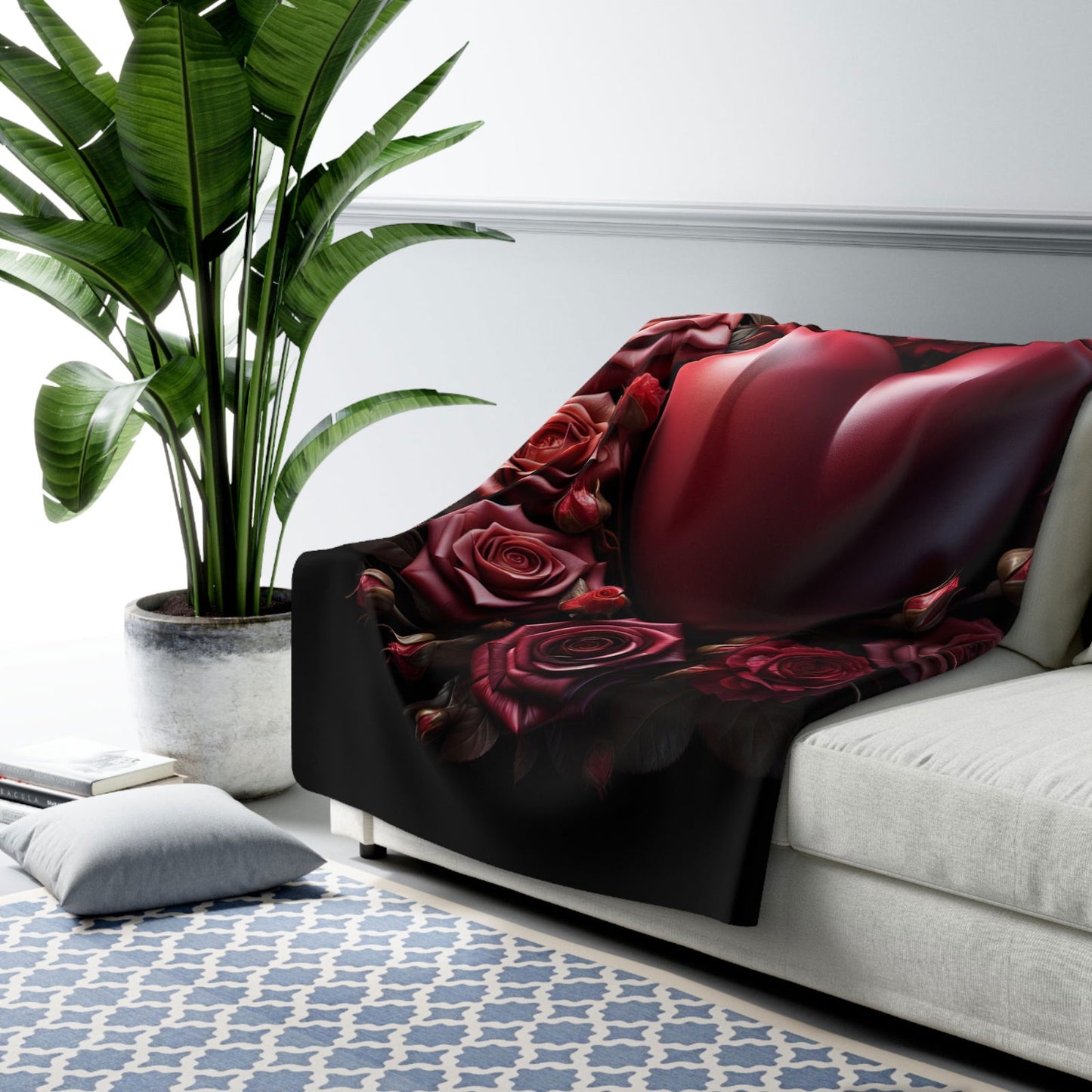 Kuschelige Fleecedecke | Flauschig | Warm | Rosenherz - heartbeat - Home Decor