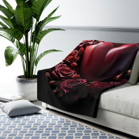 Kuschelige Fleecedecke | Flauschig | Warm | Rosenherz - heartbeat - Home Decor
