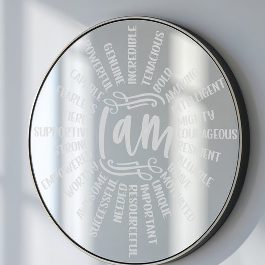 Positive Affirmation - Selbstmotivation, Spiegel 50cm, rund